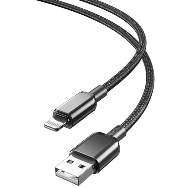 Фото - Кабель XO NB249 5A PVC Shiny Colorful USB-A to Lightning Data Cable 1m, black (XO-NB249A-Black)