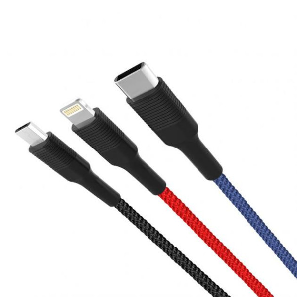 Фото - Кабель синхронізації даних XO NB54 3in1 USB -Lightning+MicroUSB+Type-C (XO-NB54-3in1)