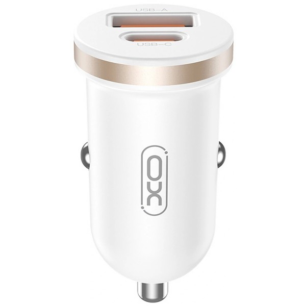 Фото - Автомобільний зарядний пристрій XO CC56 Plastic mini A+C single port 30W white (XO-CC56-white)