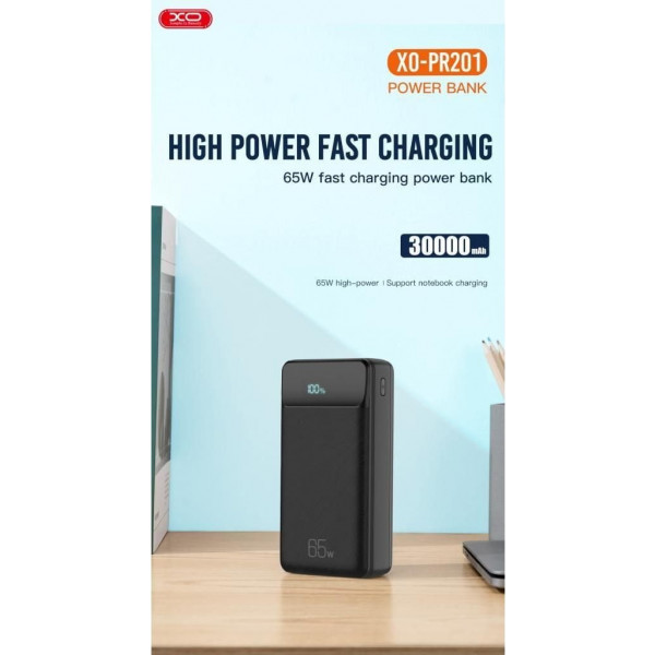 Фото - Батарея мобильная XO 30000 mAh PD65W for laptop Black (PR201)