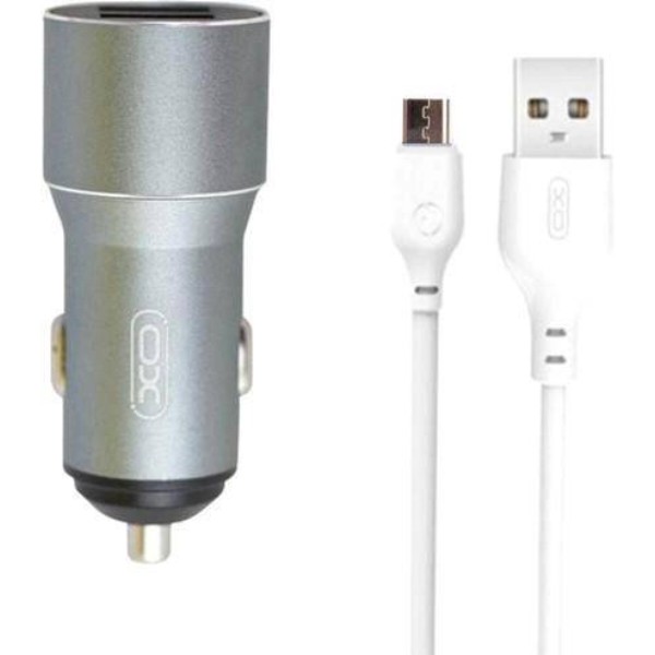 Фото - Автомобильное зарядное устройство XO TZ09 2.4A/2 USB + кабель microUSB Grey (XO-TZ09M-GR)