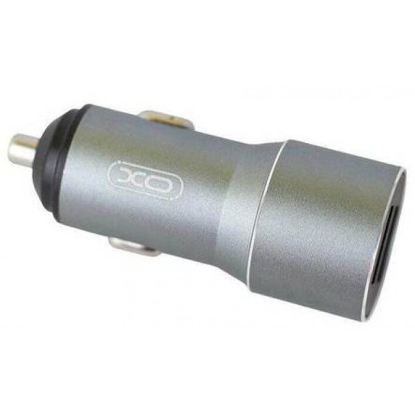 Фото - Автомобільний зарядний пристрій XO TZ09 2.4A/2 USB + кабель Type-C Grey (XO-TZ09T-GR)