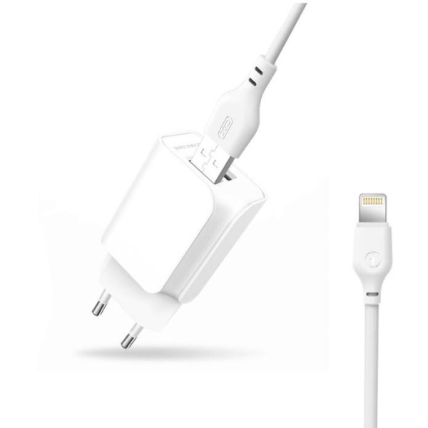 Фото - Мережевий зарядний пристрій XO L35D 2USB / 2.1А + Lightning White (XO-L35-LGHT)