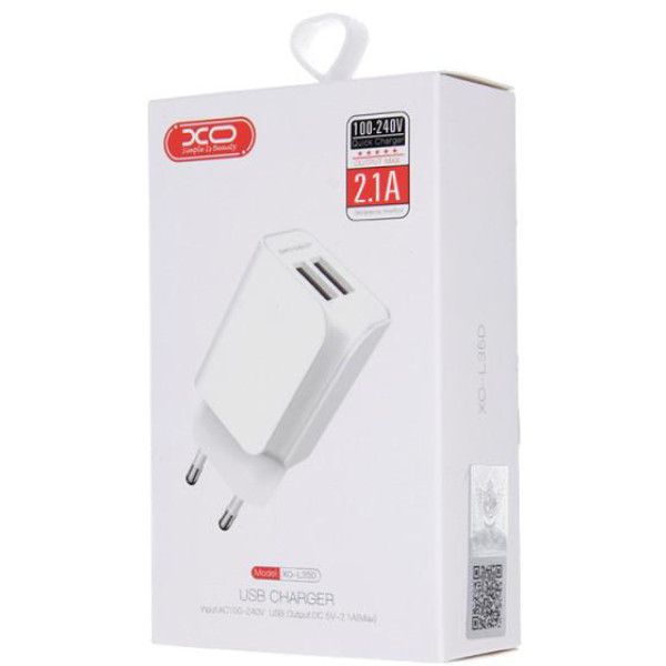 Фото - Мережевий зарядний пристрій XO L35D 2USB / 2.1А + Lightning White (XO-L35-LGHT)