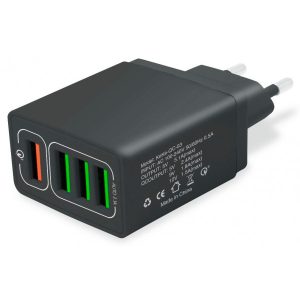 Фото - Мережевий зарядний пристрій XOKO QC-405 4 USB 6.2A Black (QC-405-BK)