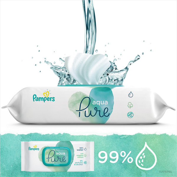 Фото - Серветки вологі для дітей Pampers Aqua Pure 96 шт. (8001090603357)