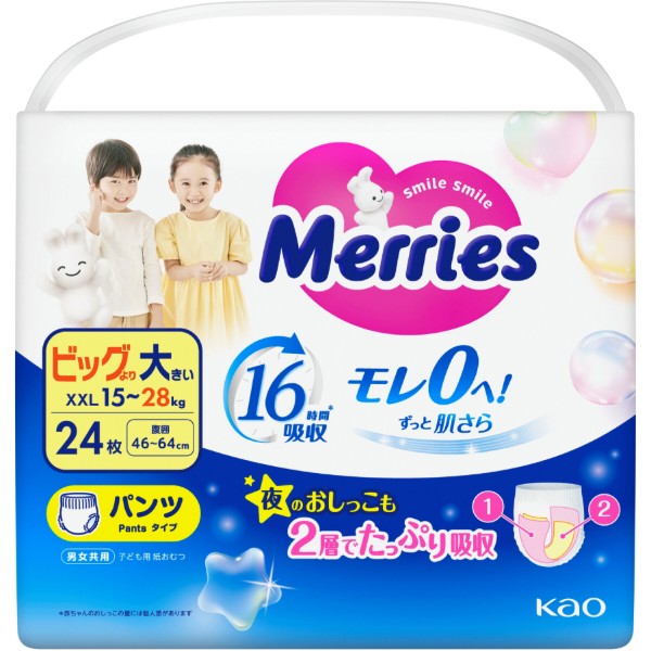 Фото - Одноразовые подгузники-трусики MERRIES Размер XXL (15-28 кг), 24 шт. (320314)