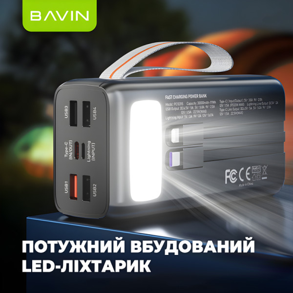 Фото - Батарея мобільна Bavin PC1031S 30000 mAh FAST CHARGING 22.5W White (Y-PC1031S WH)