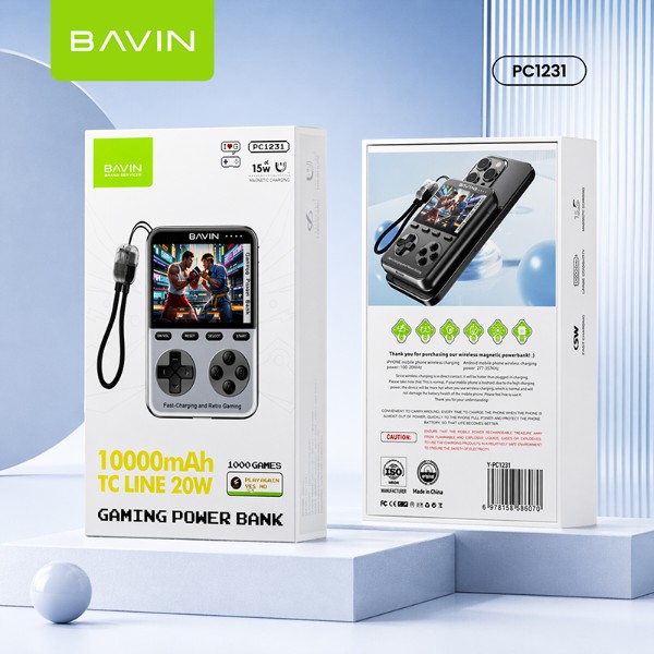 Фото - Батарея мобильная Bavin PC1231 10000 mAh MAGNETIC MAGSAFE 1000 GAMES 20W Gray (Y-PC1231-GY)