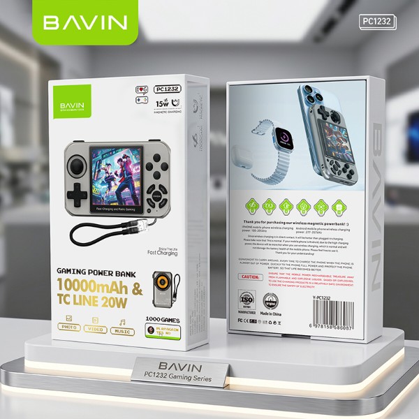 Фото - Батарея мобильная Bavin PC1232 10000 mAh RGB MAGNETIC MAGSAFE 1000 GAMES 20W Gray (Y-PC1232-GY)