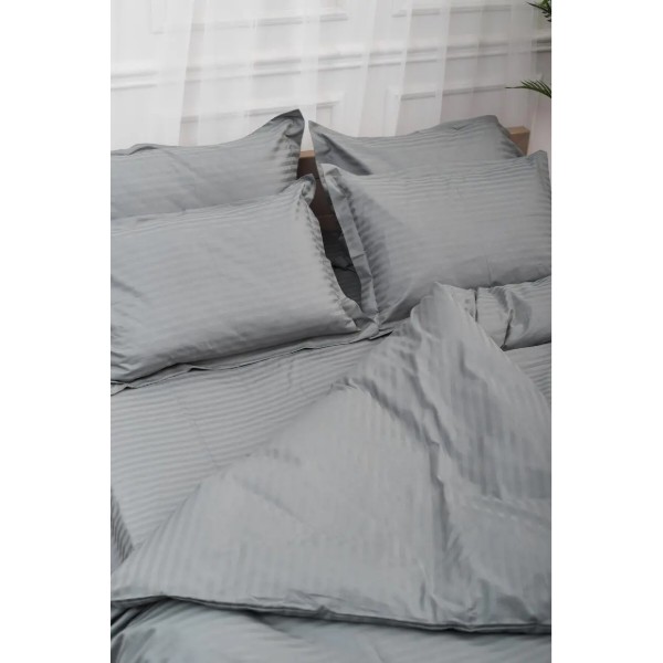 Фото - Комплект постільної білизни Moon&Star Satin Stripe Stripe Gray 200х220 (MS-820003651)