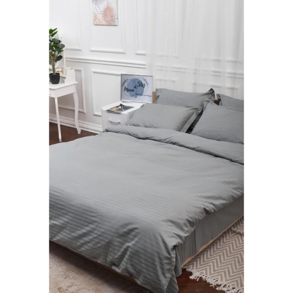 Фото - Комплект постільної білизни Moon&Star Satin Stripe Stripe Gray 200х220 (MS-820003654)