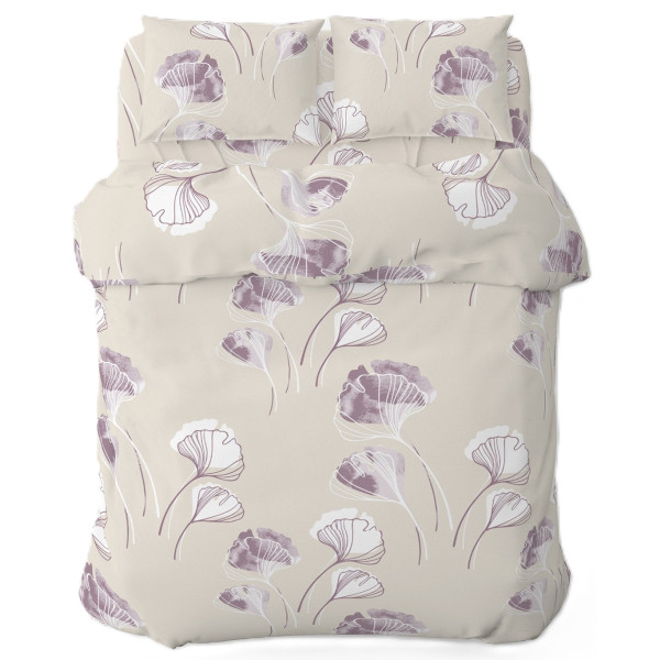 Фото - Комплект постільної білизни Home Line ГІНКО БІЛОБА бязь 143х215 см Щ140 нав. 50х70 Бежево-ліловий (174458)