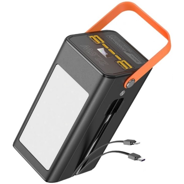 Фото - Батарея мобільна HOCO DB49 Action 22.5W +вбудовані кабелі +LED 100000 mAh Black (715352)