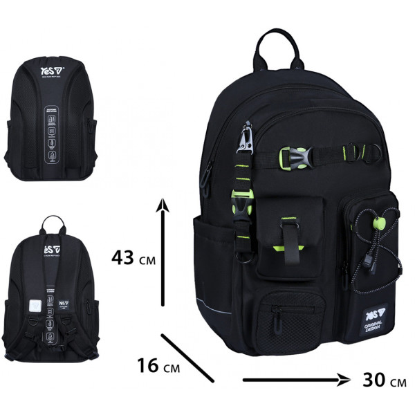 Фото - Рюкзак школьный YES TS-43L Just Black (550480)