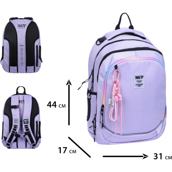 Фото - Рюкзак шкільний YES TS-59L Lilac (550407)