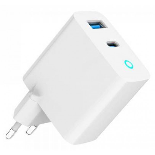 Фото - Мережевий зарядний пристрій Gembird 1хUSB-A (QC3.0 18W) + 1xType-C PD 65W (TA-UC-PDQC65L-W-01) Фото - Мережевий зарядний пристрій Gembird 1хUSB-A (QC3.0 18W) + 1xType-C PD 65W (TA-UC-PDQC65L-W-01)