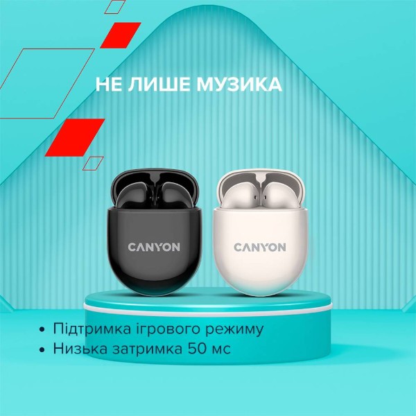 Фото - Навушники вкладиші бездротові TWS Canyon TWS-6 (CNS-TWS6B) Black