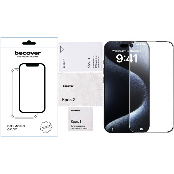Фото - Захисне скло для смартфону BeCover Apple iPhone 16 Plus Black (712123)