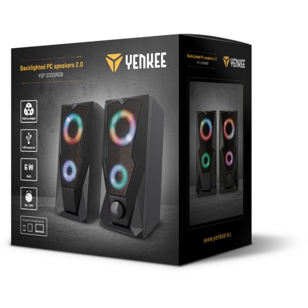 Фото - Компьютерная акустика компактная 2.0 YENKEE YSP 2003RGB USB Speaker PC 2.0 Black