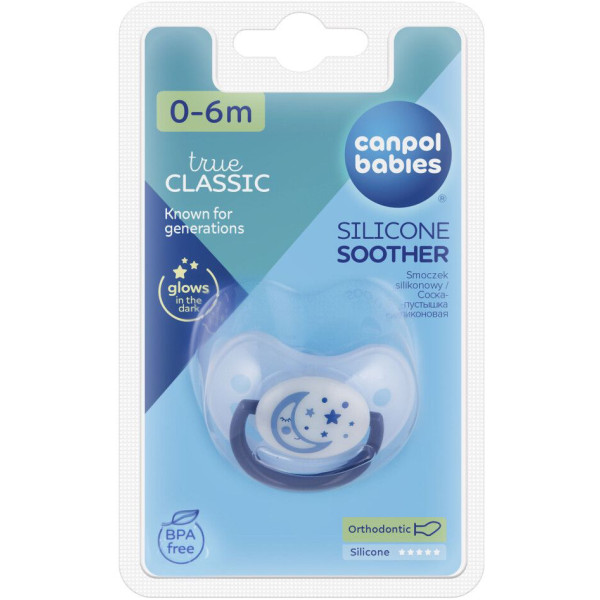 Фото - Анатомическая пустышка Canpol babies 0-6 м-цев Night Dreams - голубая (22/500_blu_new)