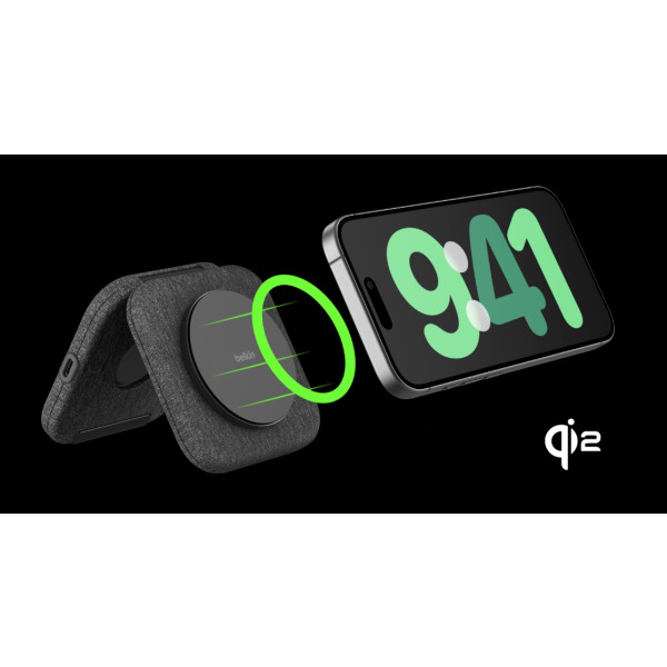 Фото - Бездротовий зарядний пристрій Belkin 2в1 15Вт Travel Pad Qi2 (WIZ026VFBK)