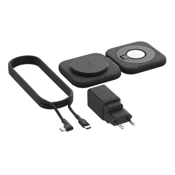 Фото - Бездротовий зарядний пристрій Belkin 2в1 15Вт Travel Pad Qi2 (WIZ026VFBK)