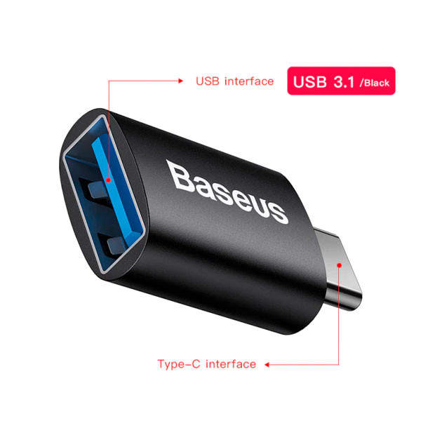 Фото - Перехідник Baseus Ingenuity Series Mini OTG Adaptor Type-C to USB-A 3.1 Black (ZJJQ000001)
