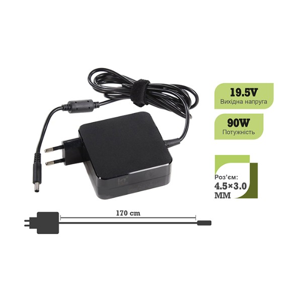 Фото - Зарядний пристрій для ноутбука 1stCharger 90W 19.5V 4.62A 4.5x3.0 Wall Mount (WM1ST19.5V90W4530D)