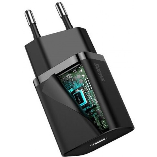 Фото - Сетевое зарядное устройство Baseus 20W Super Si USB-C (TZCCSUP-B01) Black