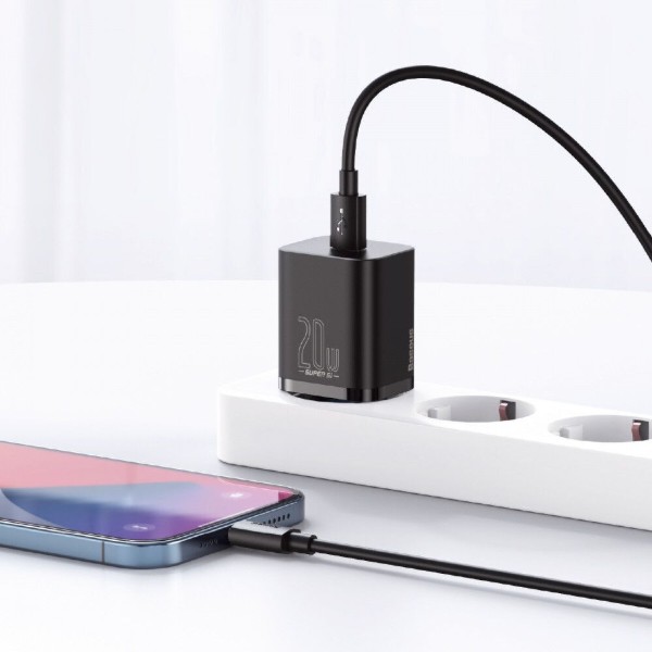 Фото - Сетевое зарядное устройство Baseus 20W Super Si USB-C (TZCCSUP-B01) Black