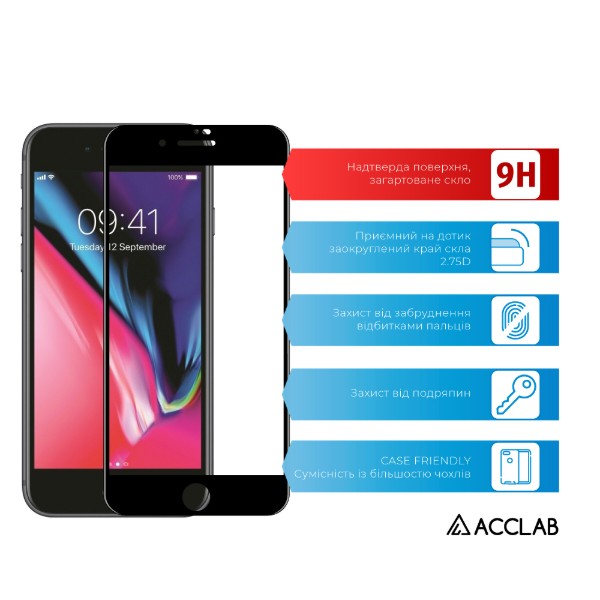 Фото - Защитное стекло для смартфона ACCLAB Full Glue for Apple iPhone 7/8 Plus Black (1283126508165)