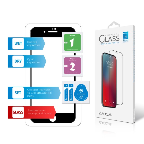 Фото - Защитное стекло для смартфона ACCLAB Full Glue for Apple iPhone 7/8 Plus Black (1283126508165)