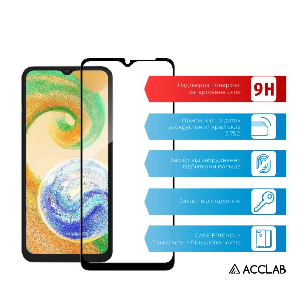 Фото - Захисне скло для смартфону ACCLAB Full Glue for Samsung A04S Black (1283126544866)