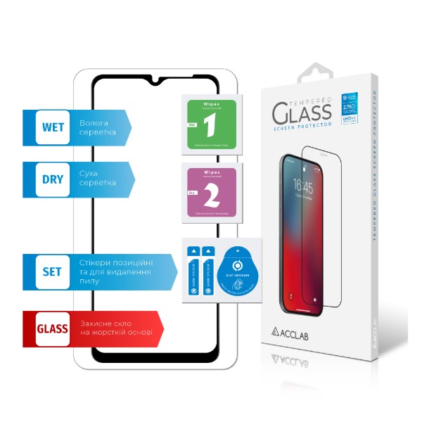 Фото - Захисне скло для смартфону ACCLAB Full Glue for Samsung A04S Black (1283126544866)