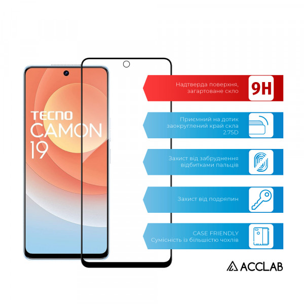 Фото - Захисне скло для смартфону ACCLAB Full Glue for Tecno Camon 19/19 Pro Black (1283126547249)