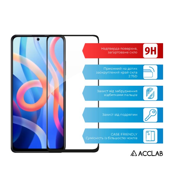 Фото - Защитное стекло для смартфона ACCLAB Full Glue for Xiaomi Redmi Note 11 Black (1283126518829)