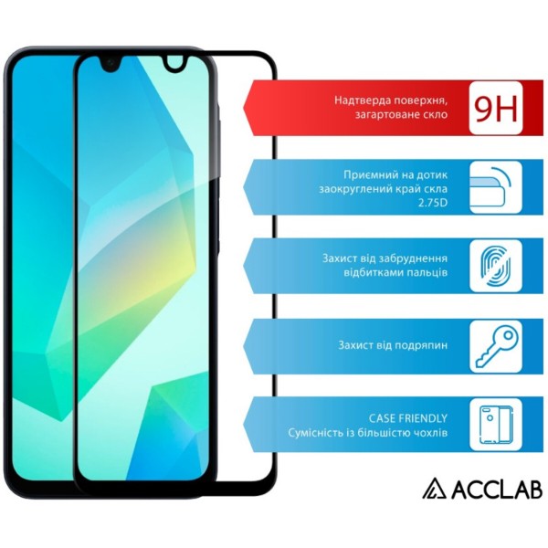 Фото - Захисне скло для смартфону ACCLAB Full Glue for Samsung Galaxy A16 SM-A165 Black (1283126598821)