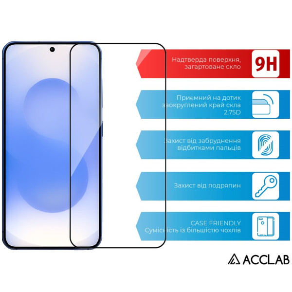 Фото - Захисне скло для смартфону ACCLAB Full Glue for Samsung Galaxy S25 SM-S931 Black (1283126609770)