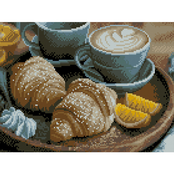 Фото - Алмазний живопис Strateg Капучино і круасани 30х40 (ZAV3040-58)