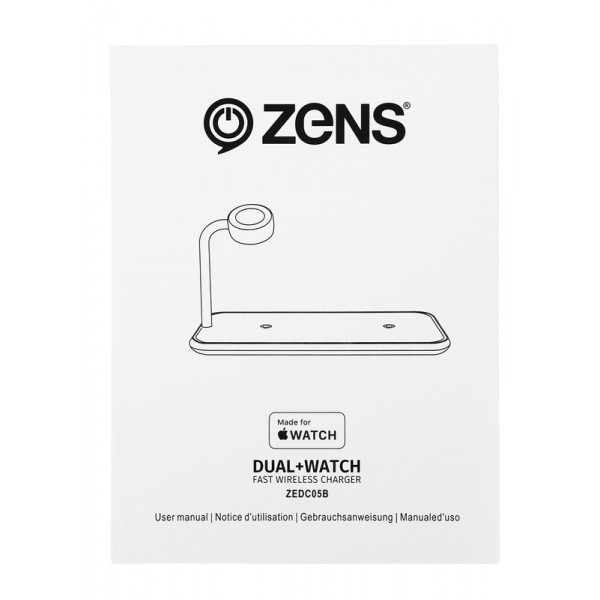 Фото - Беспроводное зарядное устройство Zens Dual + Watch Aluminium 10W Black (ZEDC05B/00)