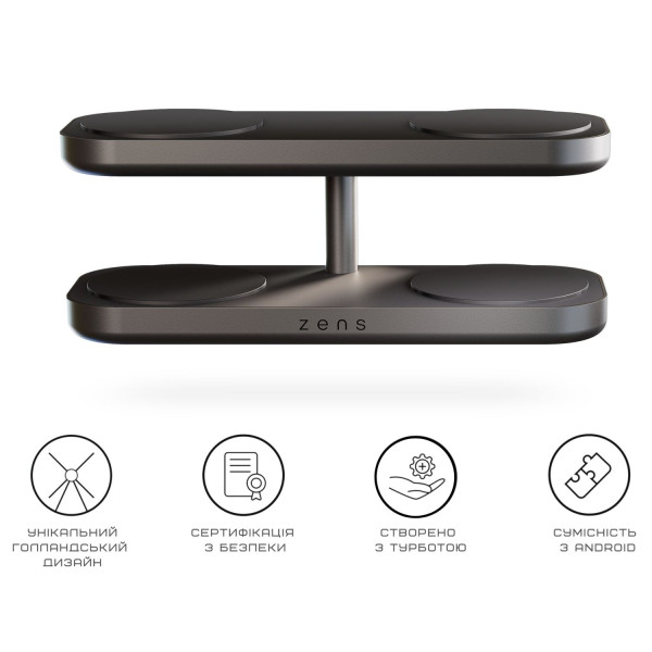 Фото - Бездротовий зарядний пристрій Zens Quattro Wireless Charger Pro 4 Black (ZEQC01B/00)