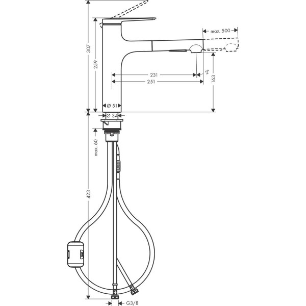 Фото - Кухонний змішувач Hansgrohe Zesis M33 Хром (74801000)