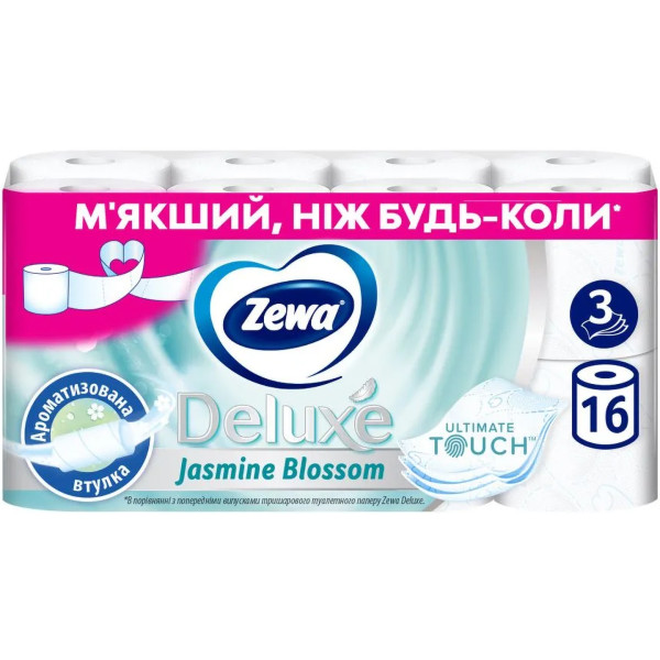 Фото - Туалетная бумага Zewa Deluxe Жасмин (белый) 16 шт. (7322540254259)