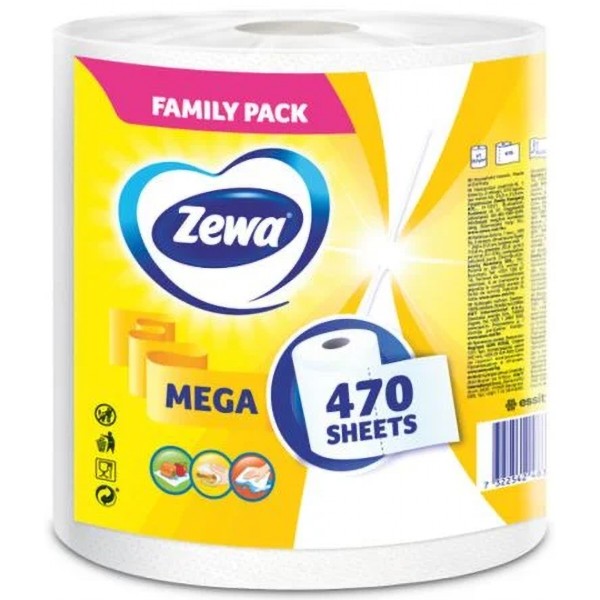 Фото - Полотенца бумажные Zewa Mega Roll 470 ведр. 1 рулон (7322542483046)