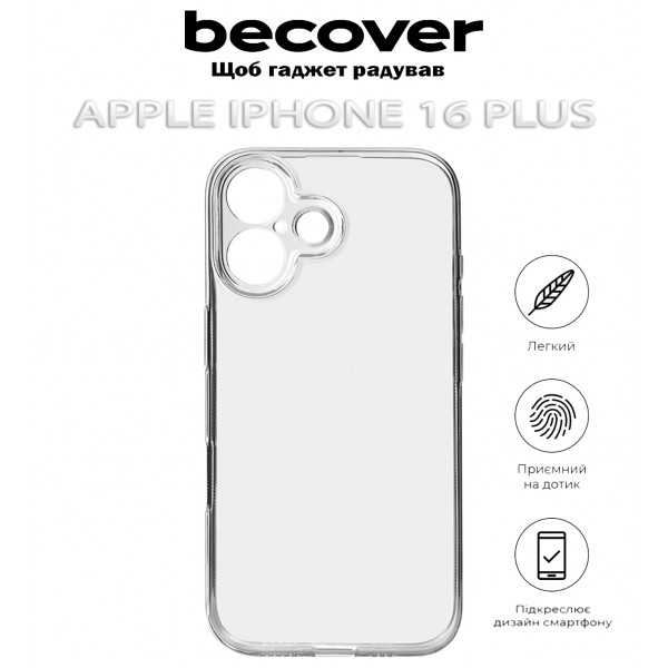 Фото - Чохол для смартфону BeCover for Apple iPhone 16 Plus Transparancy (712277)