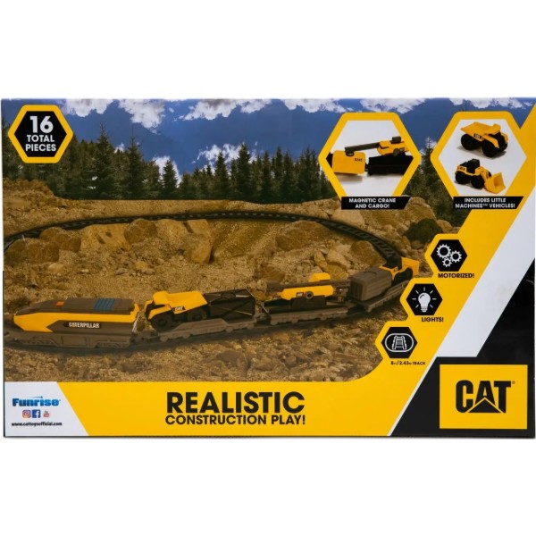 Фото - Залізна дорога Funrise з міні-технікою CAT "Будівельний експрес" (82949)