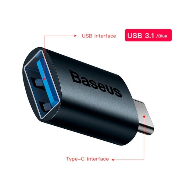 Фото - Переходник Baseus Ingenuity Series Mini OTG Adaptor Type-C to USB-A 3.1 Blue (ZJJQ000003)