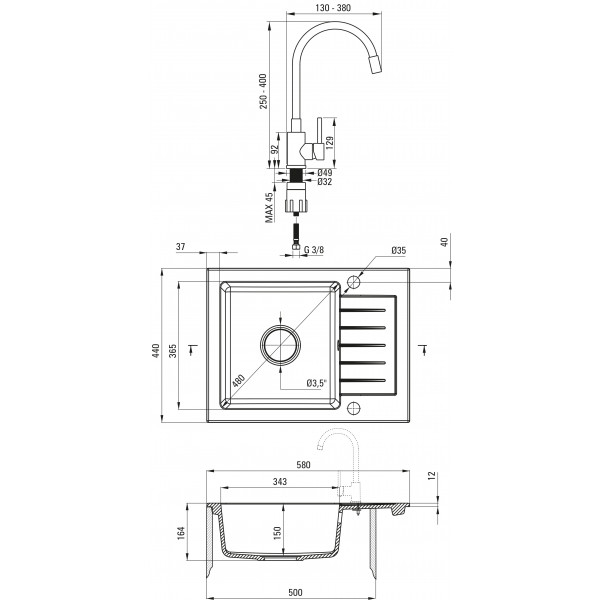 Фото - Мийка кухонна+змішувач Deante Zorba ZQZ_211A +BOC_X72M (ZQZC211A)
