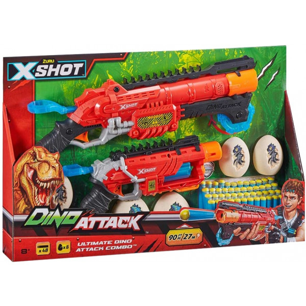 Фото - Бластер многозарядный ZURU набор X-Shot DINO Combo Pack (2 средних яйца, 4 маленьких яйца, 48 патронов) (4859)